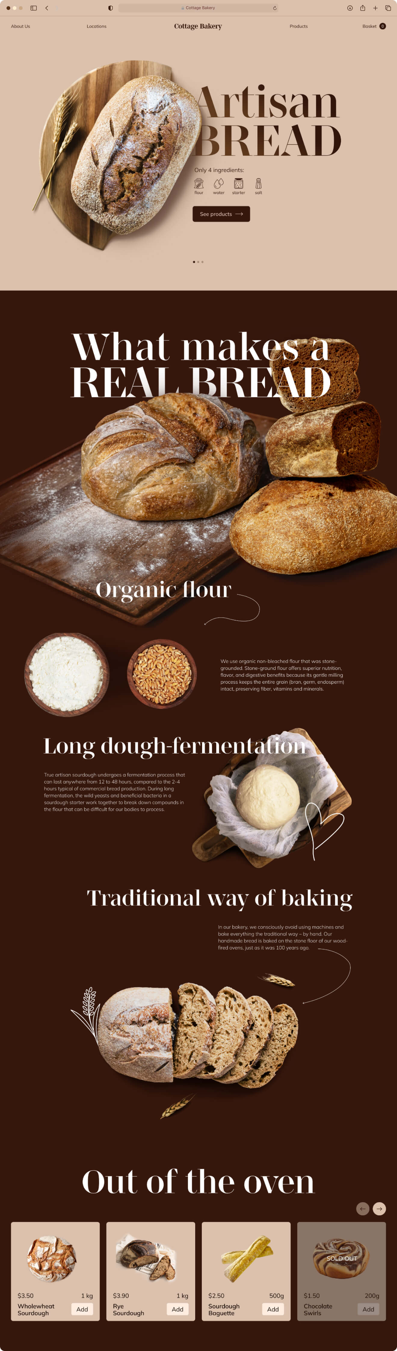 Bakery site homepage