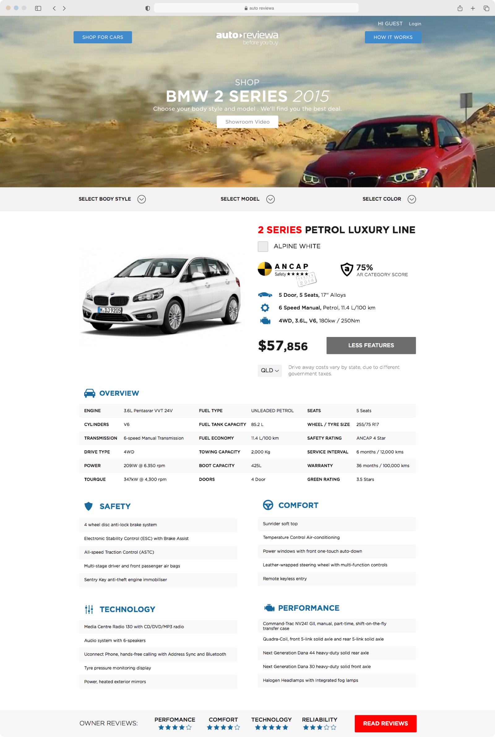 Car Review Website Design